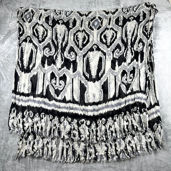 Bindya New York Accessories - Bindya New York Scarf / Shawl / Wrap Floral Black Raw Hem GORGEOUS India